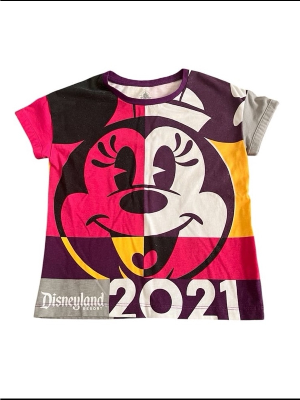 Disneyland Resort Minnie Mouse 2021 Colorblock Graphic Tee Youth Size 7/8 M